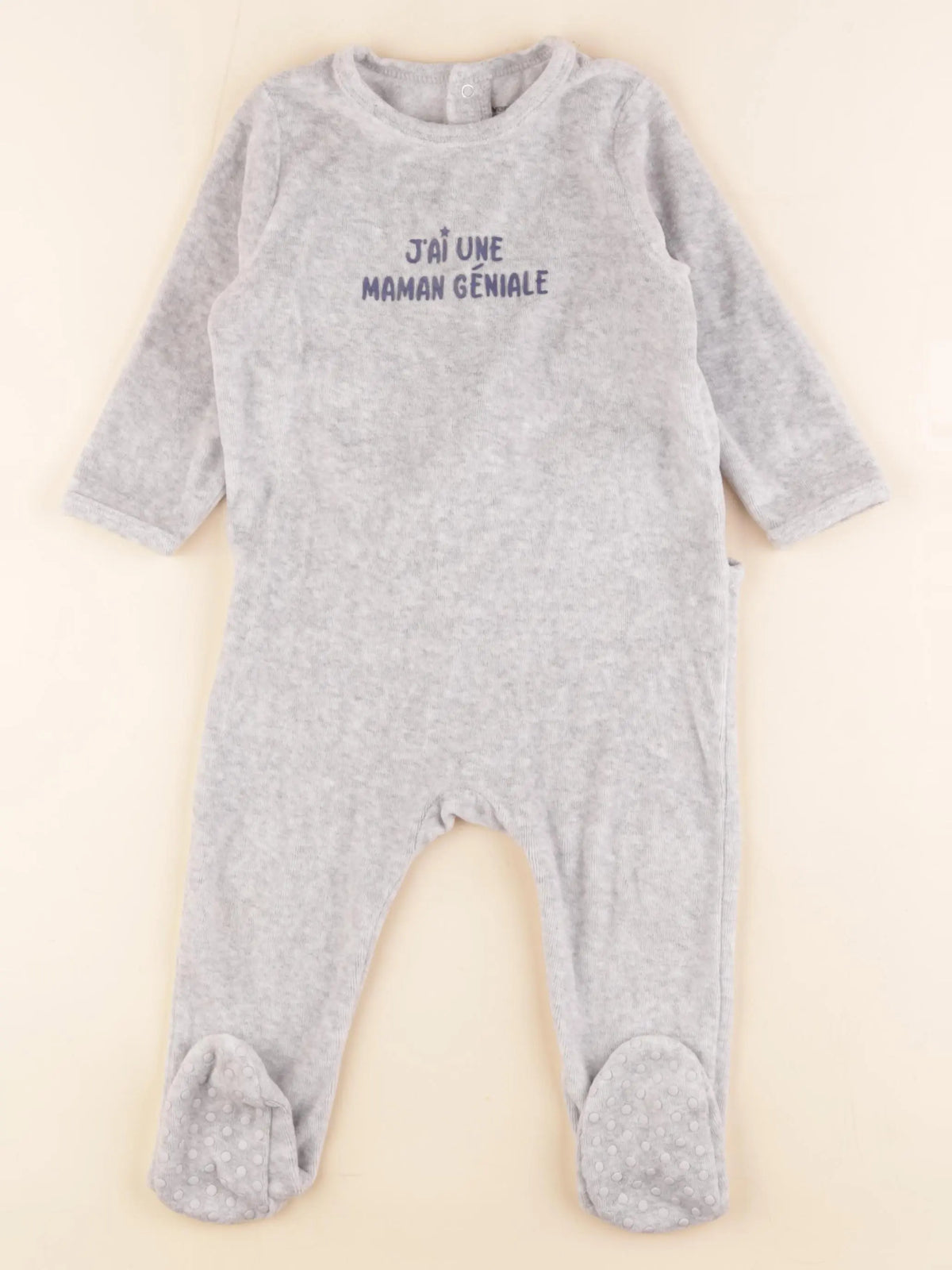 Vertbaudet - pyjama velours gris - 18 mois