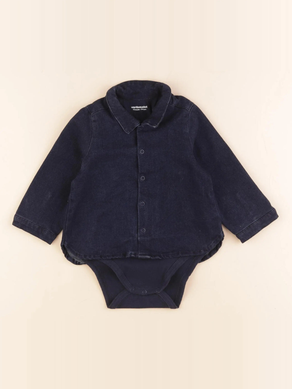 Vertbaudet - body blouse bleu - 12 mois