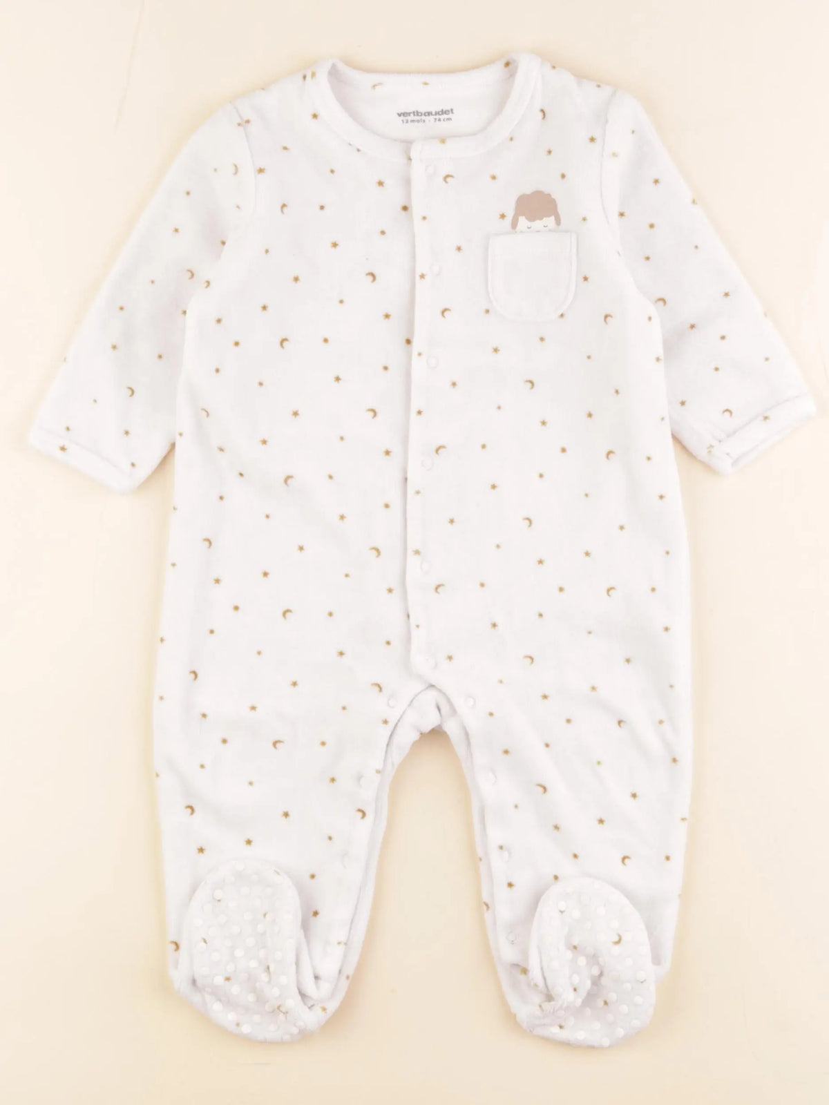Vertbaudet - pyjama velours blanc - 12 mois