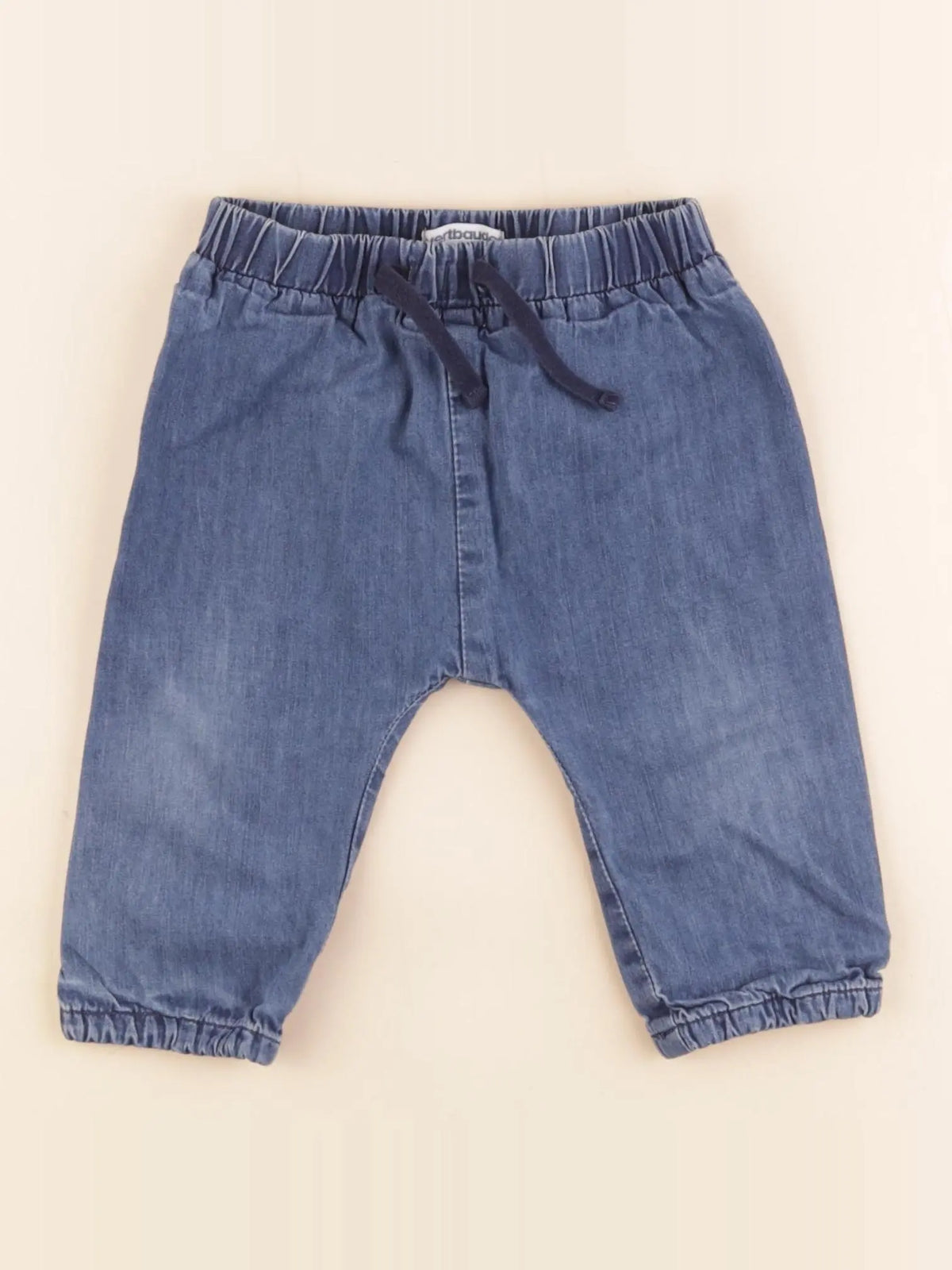 Vertbaudet - pantalon doublé bleu - 12 mois