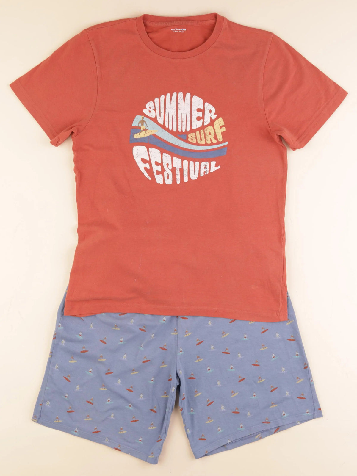 Vertbaudet - pyjama coton bleu, rouge - 14 ans