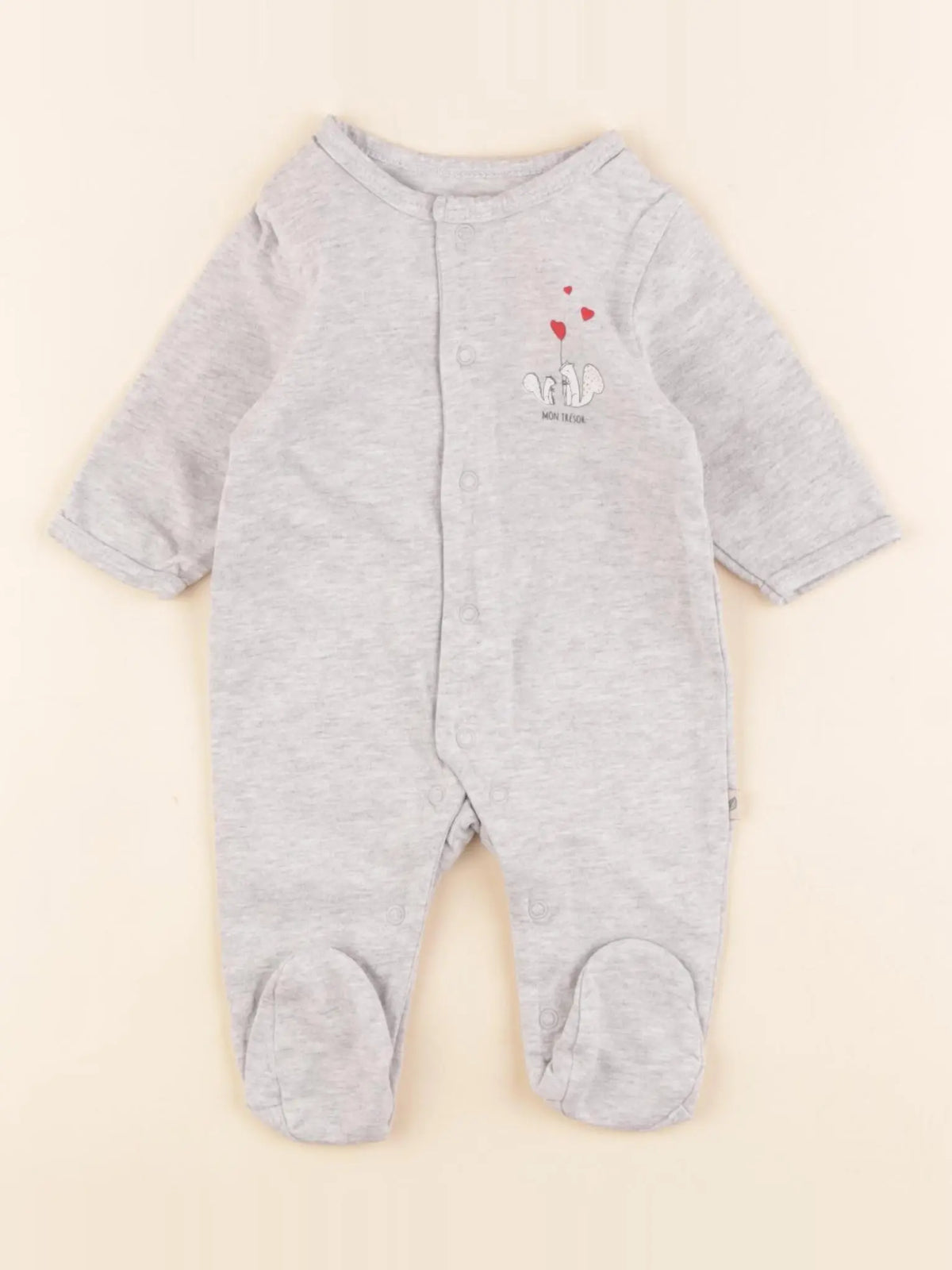 Vertbaudet - pyjama coton gris - 1 mois