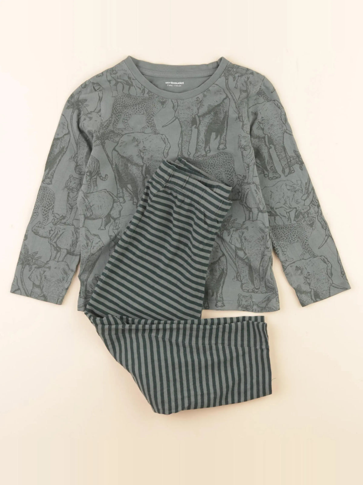 Vertbaudet - pyjama coton vert - 5 ans