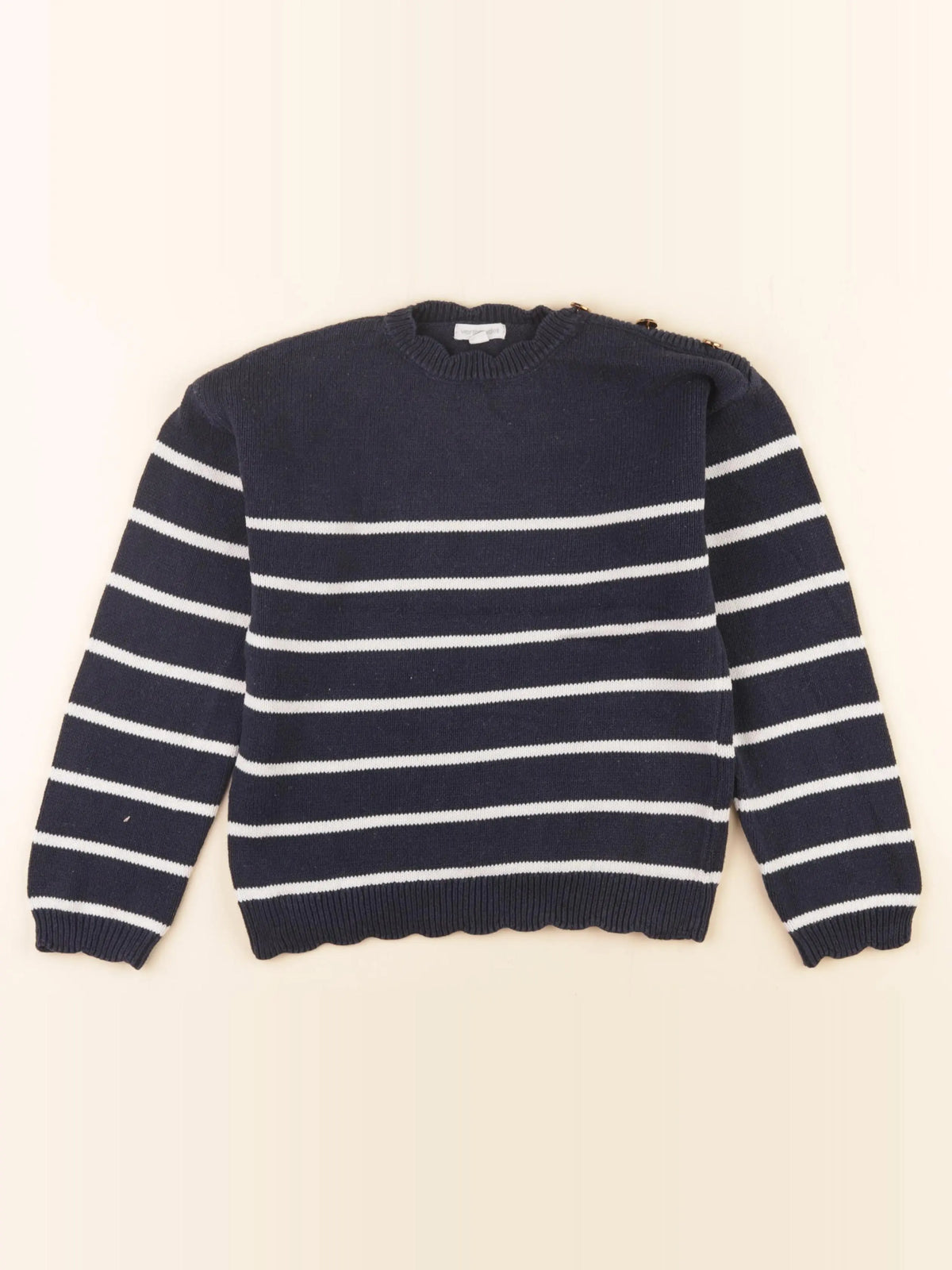 Vertbaudet - pull bleu, blanc - 8 ans