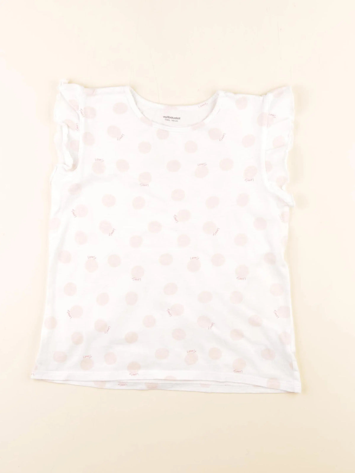 Vertbaudet - tee-shirt blanc, rose - 10 ans