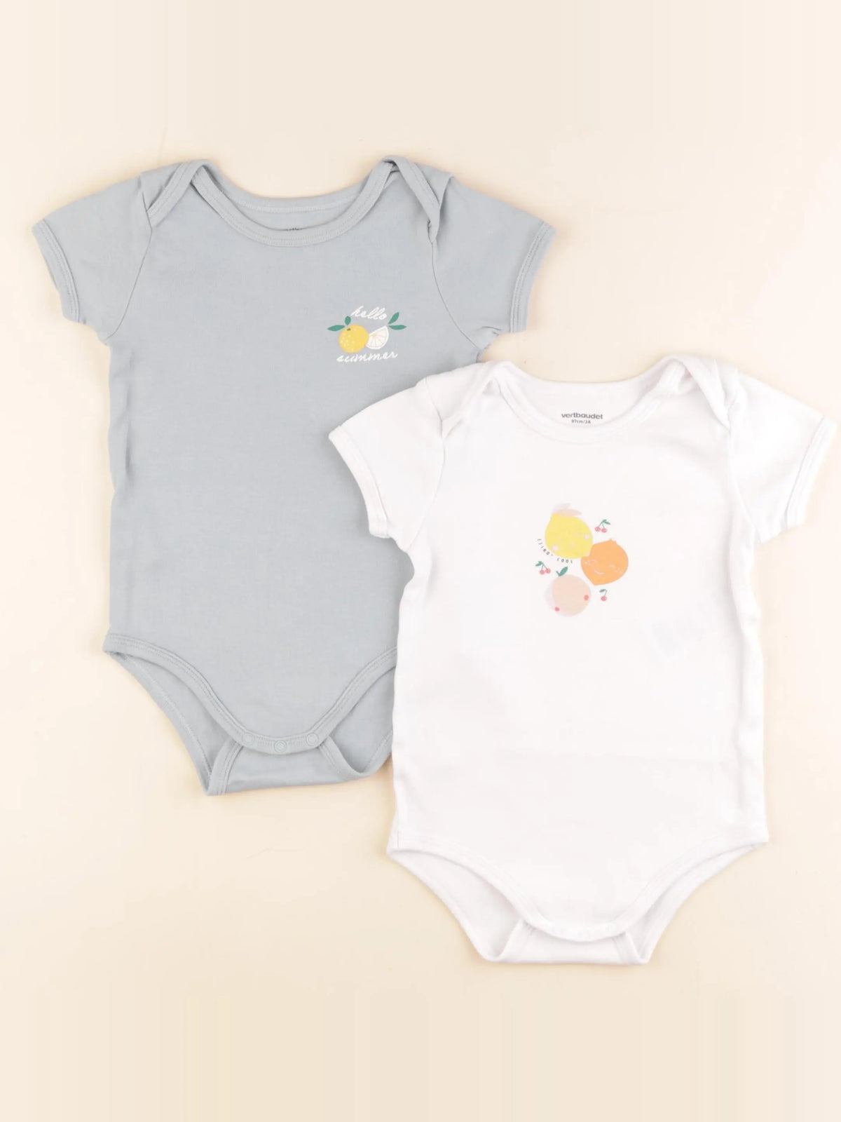 Vertbaudet - lot de 2 bodies en coton multicolore - 3 ans