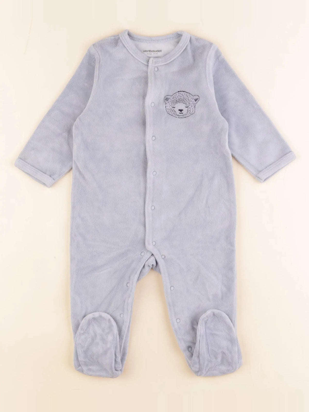 Vertbaudet - pyjama velours bleu - 9 mois