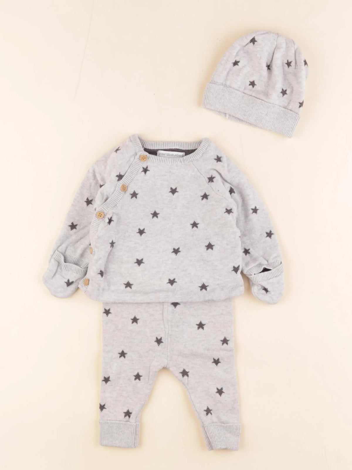 Vertbaudet - ensemble gris - 3 mois
