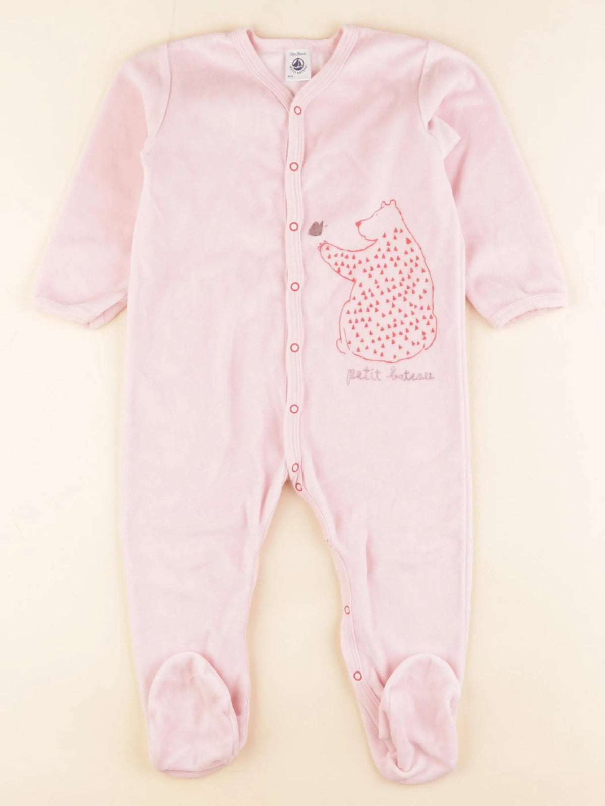 Petit Bateau - pyjama velours rose - 24 mois