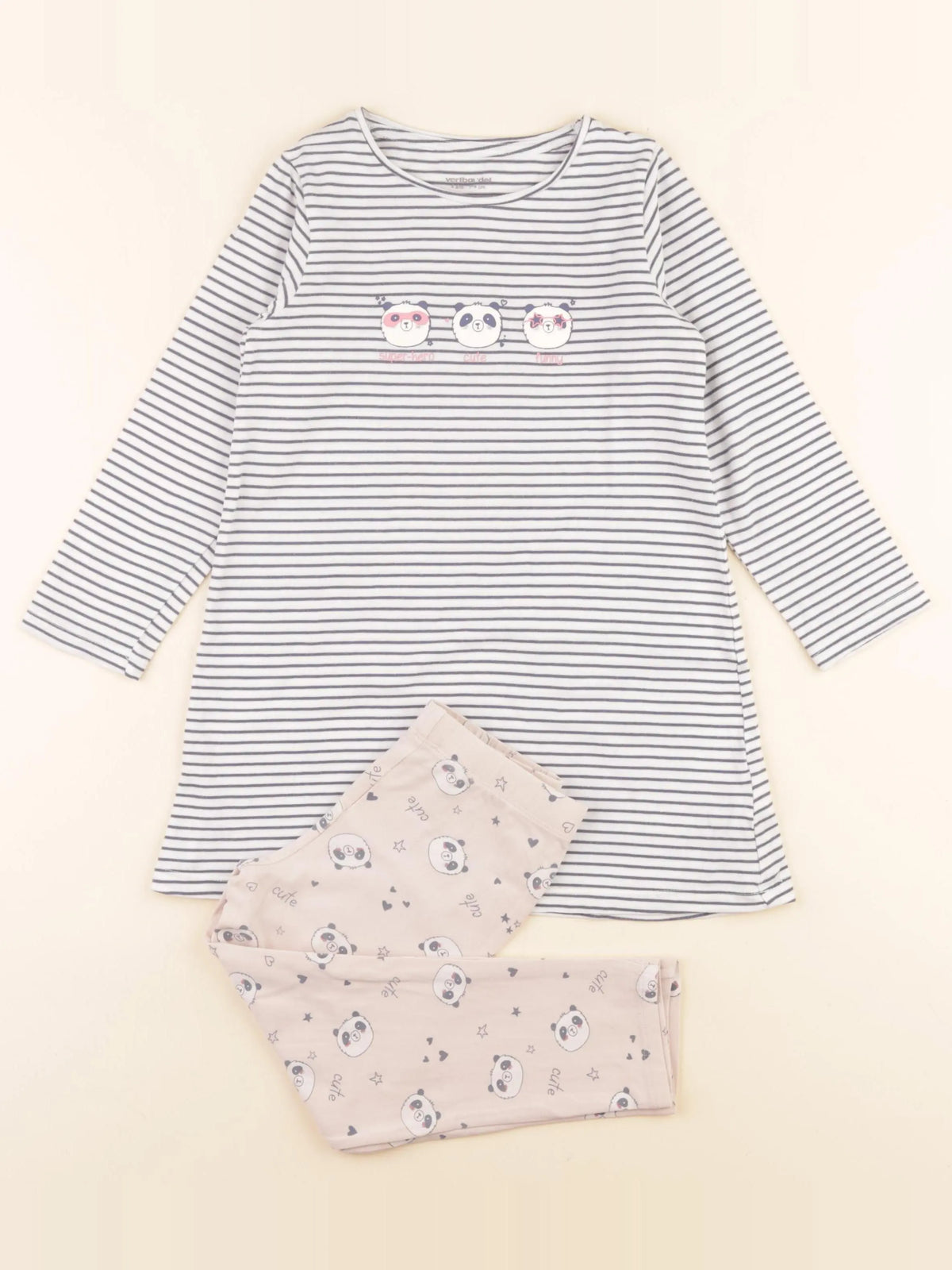 Vertbaudet - pyjama coton bleu, rose - 4 ans