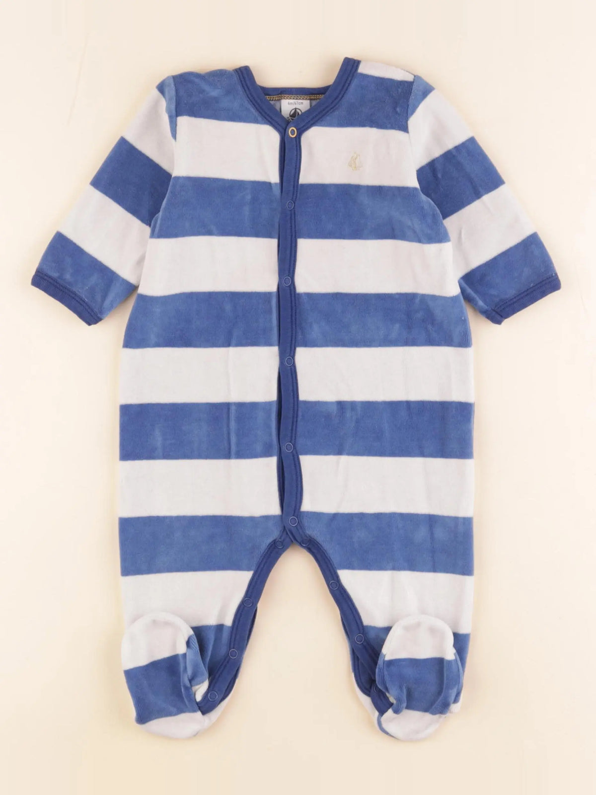 Petit Bateau - pyjama velours bleu - 6 mois