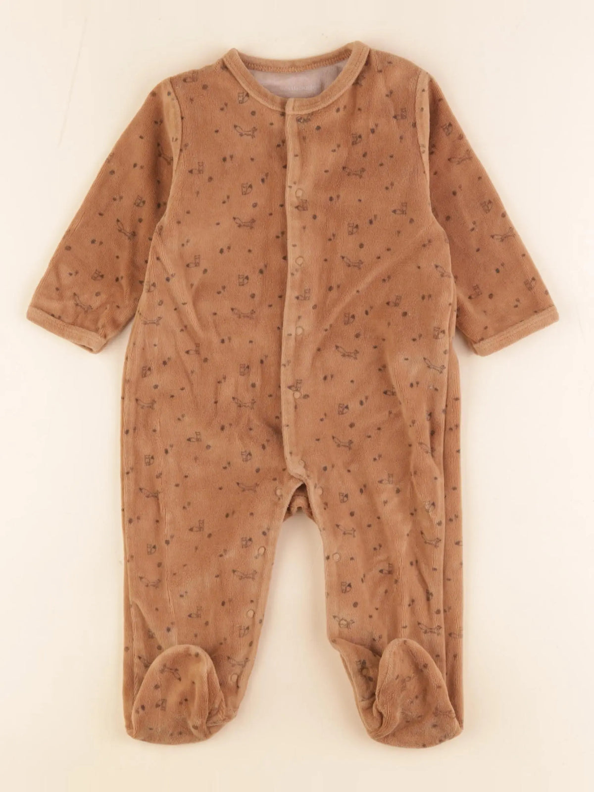 Vertbaudet - pyjama velours marron - 6/9 mois