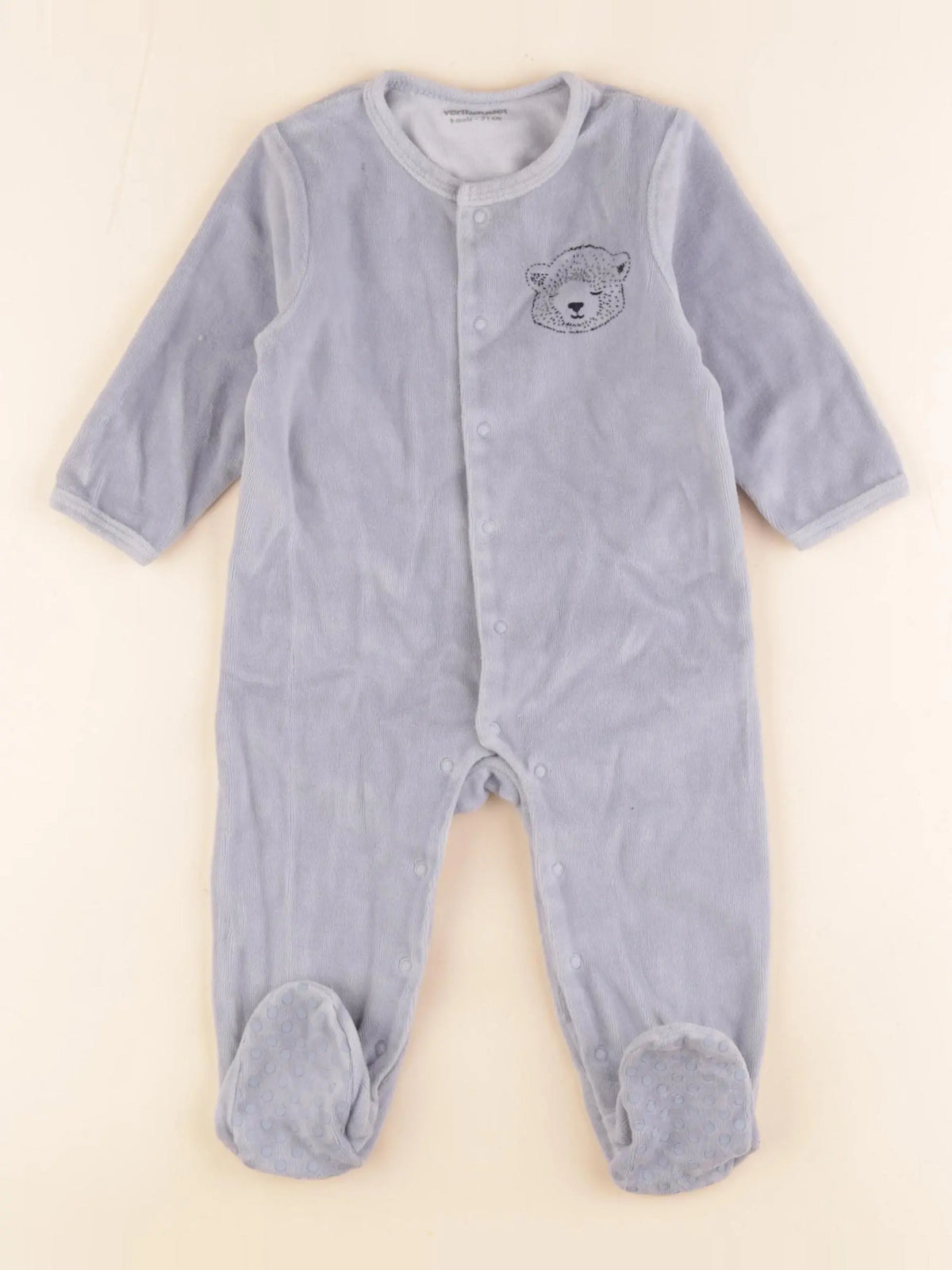 Vertbaudet - pyjama velours bleu - 9 mois