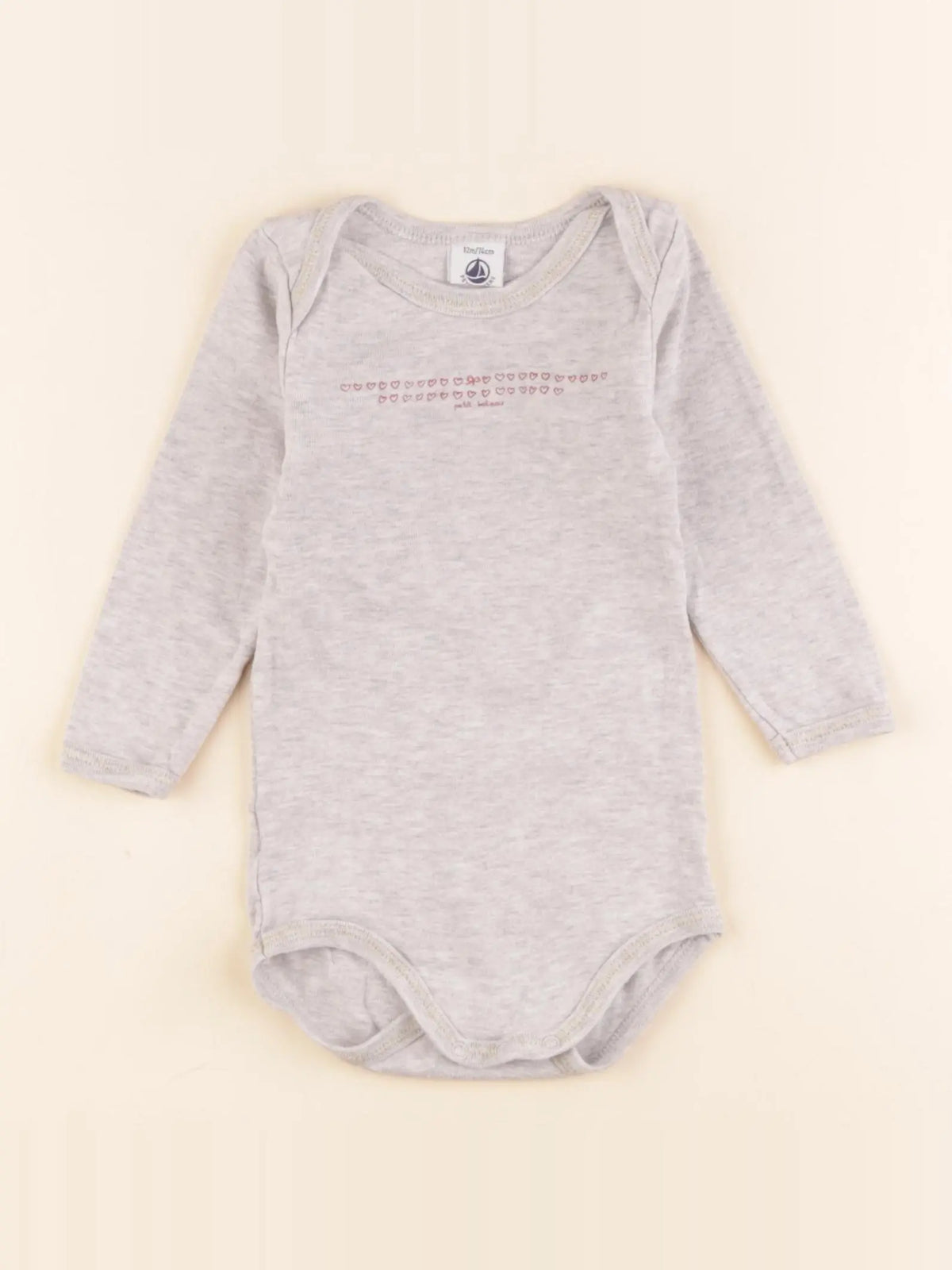 Petit Bateau - body gris - 12 mois
