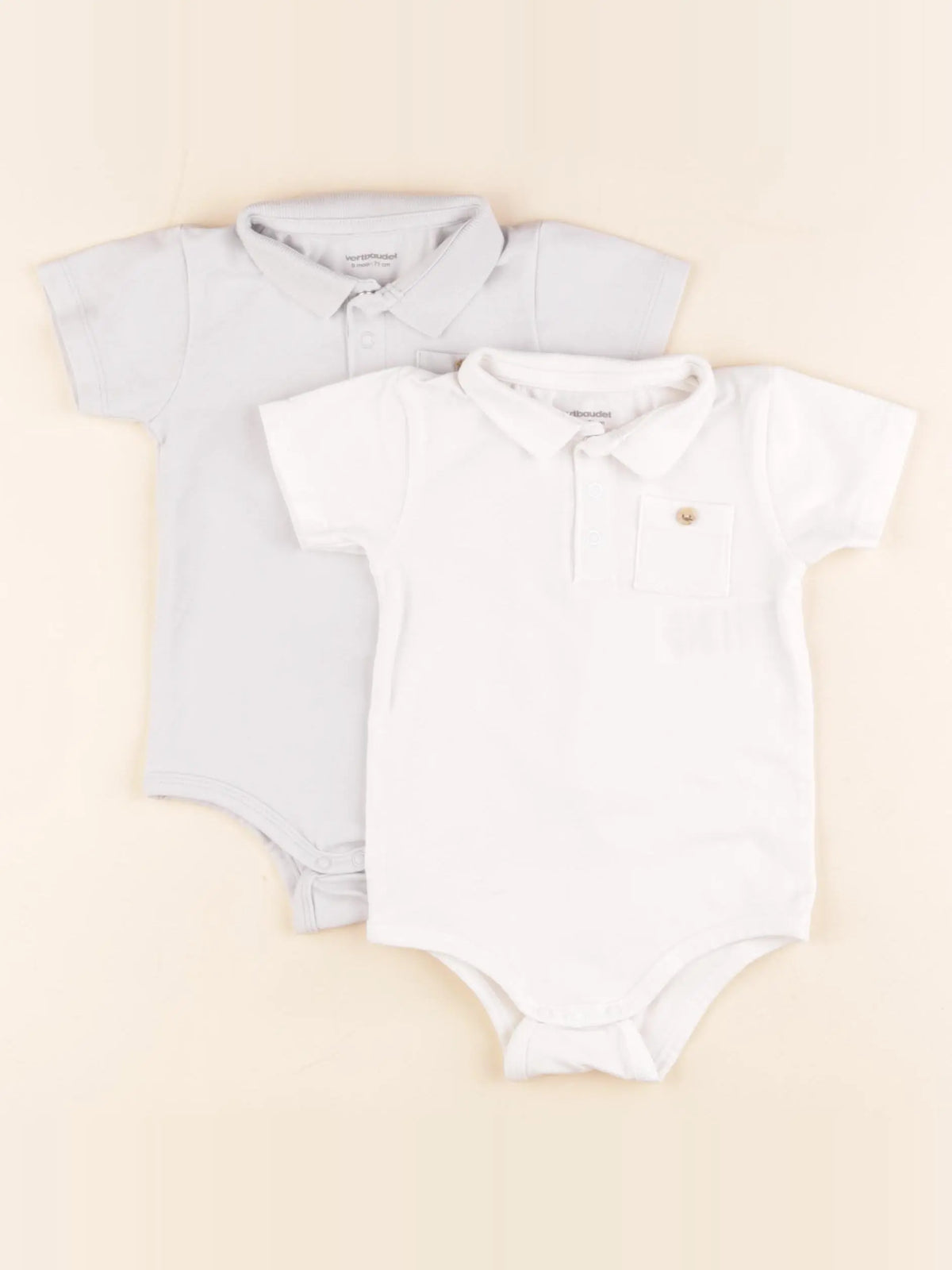 Vertbaudet - lot de 2 bodies en coton blanc, bleu - 9 mois
