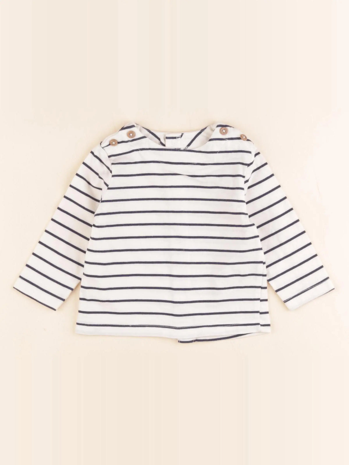 Vertbaudet - tee-shirt beige, bleu - 6 mois
