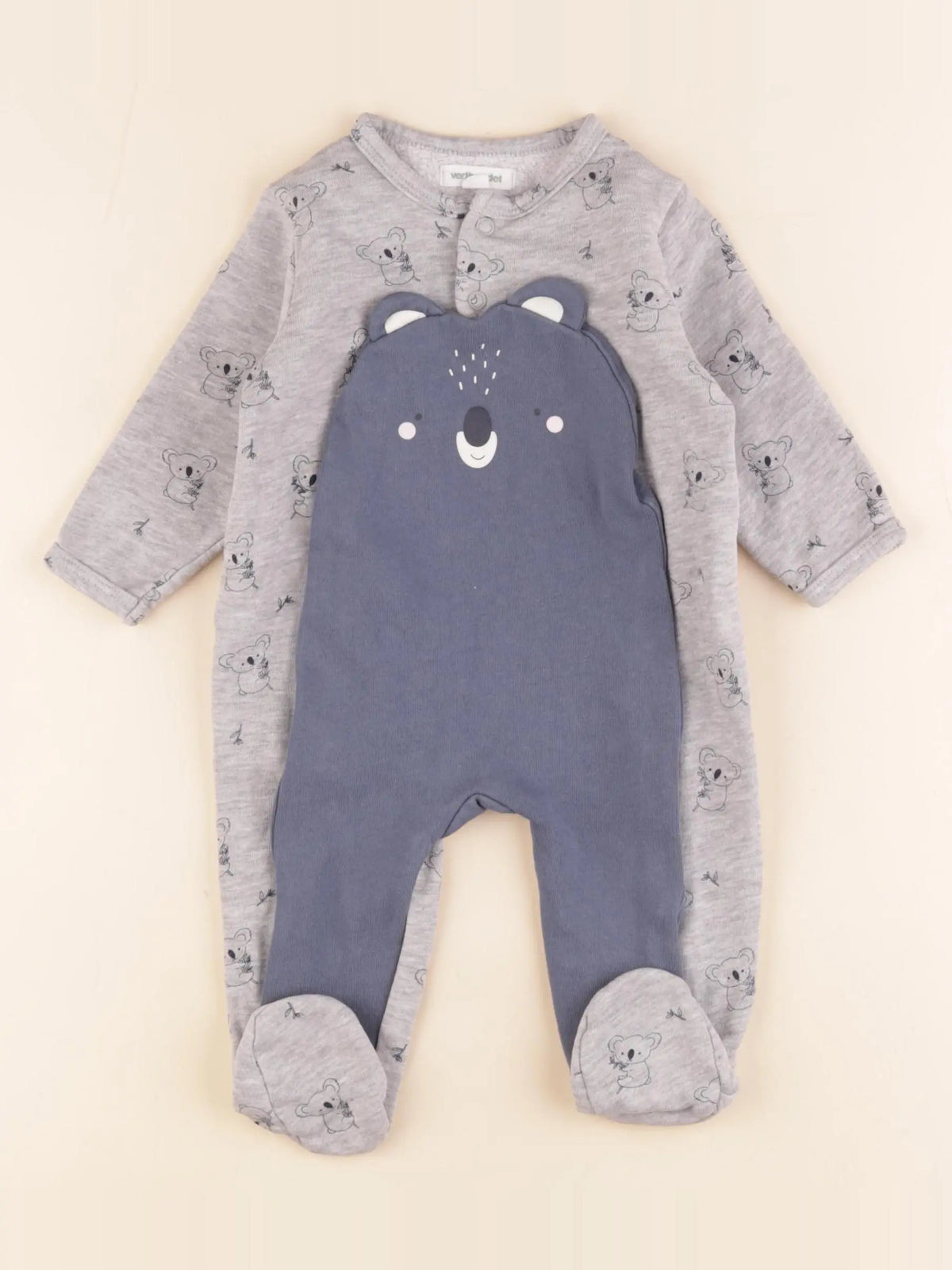 Vertbaudet - pyjama coton bleu, gris - 6 mois