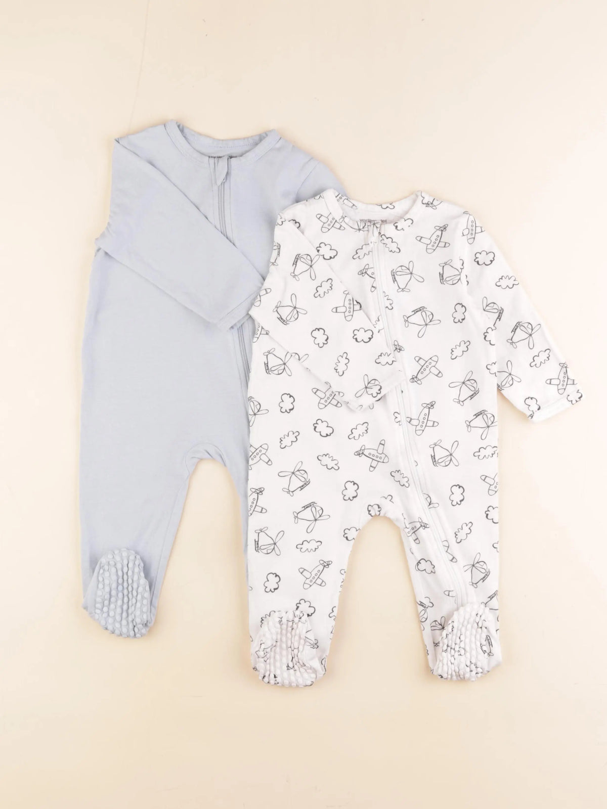 Vertbaudet - lot de 2 pyjamas coton blanc, bleu - 9 mois