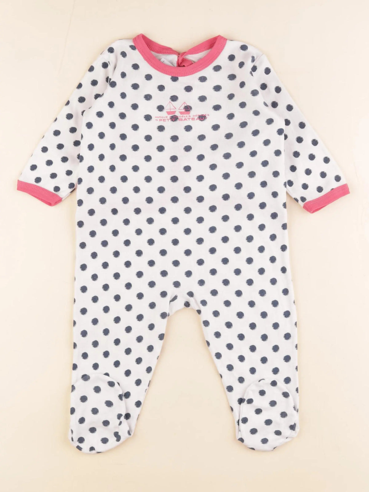 Petit Bateau - pyjama coton blanc, bleu - 12 mois