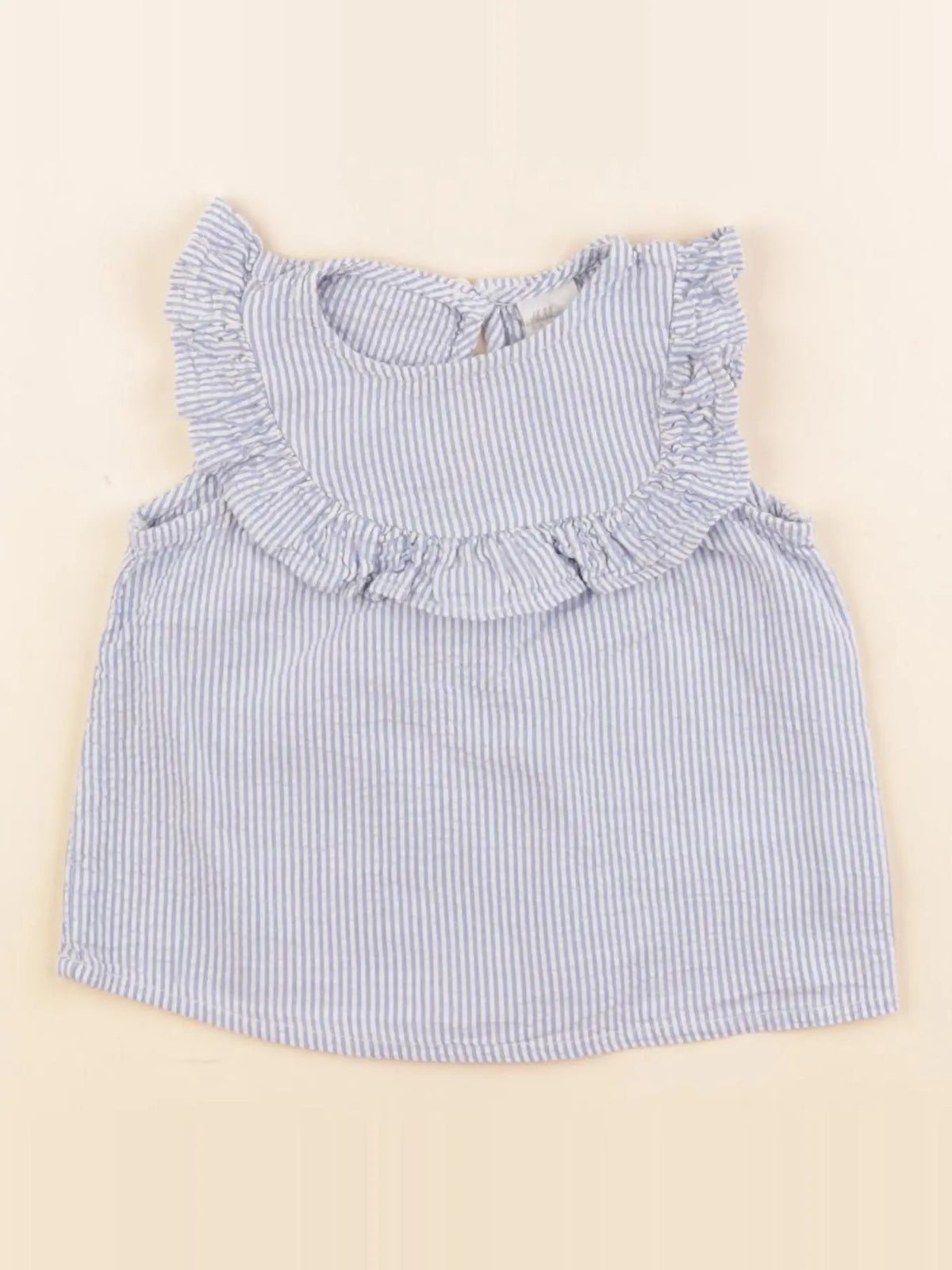 H&M - blouse bleu, blanc - 4/6 mois