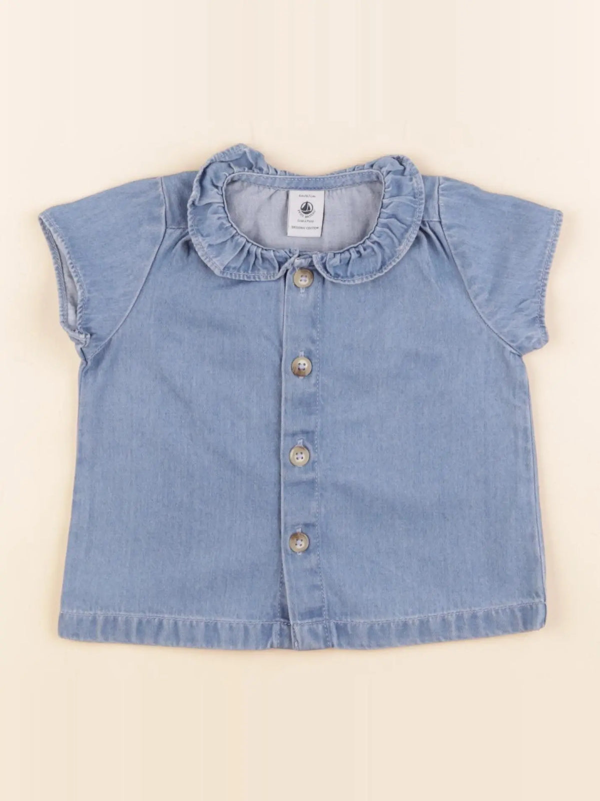 Petit Bateau - blouse bleu - 6 mois