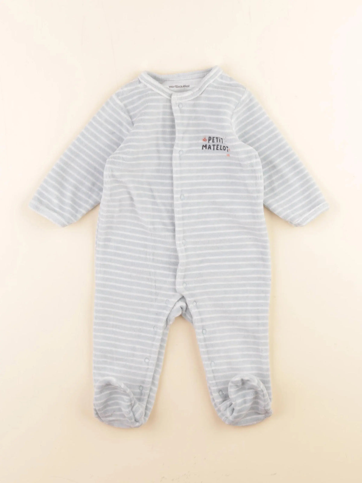Vertbaudet - pyjama velours bleu - 6 mois