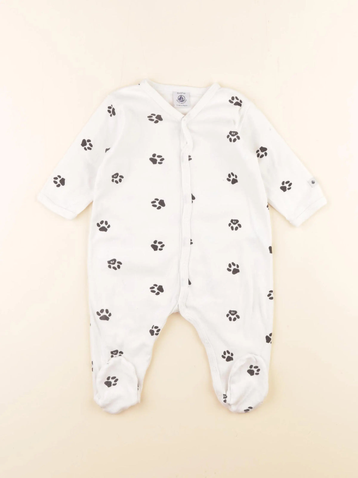 Petit Bateau - pyjama coton blanc - 6 mois