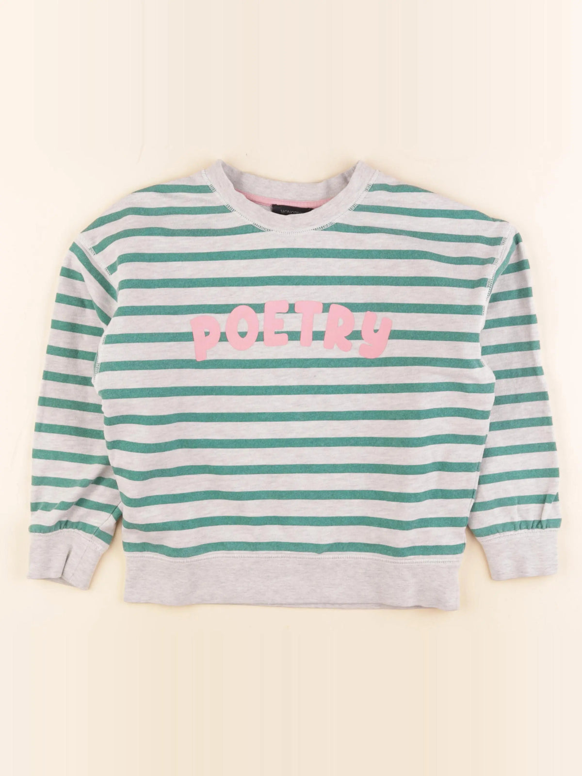 Monoprix - sweat gris, vert - 10 ans