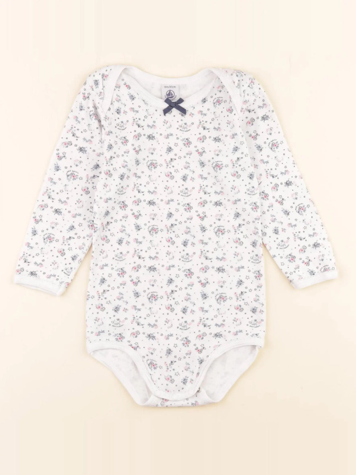 Petit Bateau - body blanc, bleu, rose - 18 mois