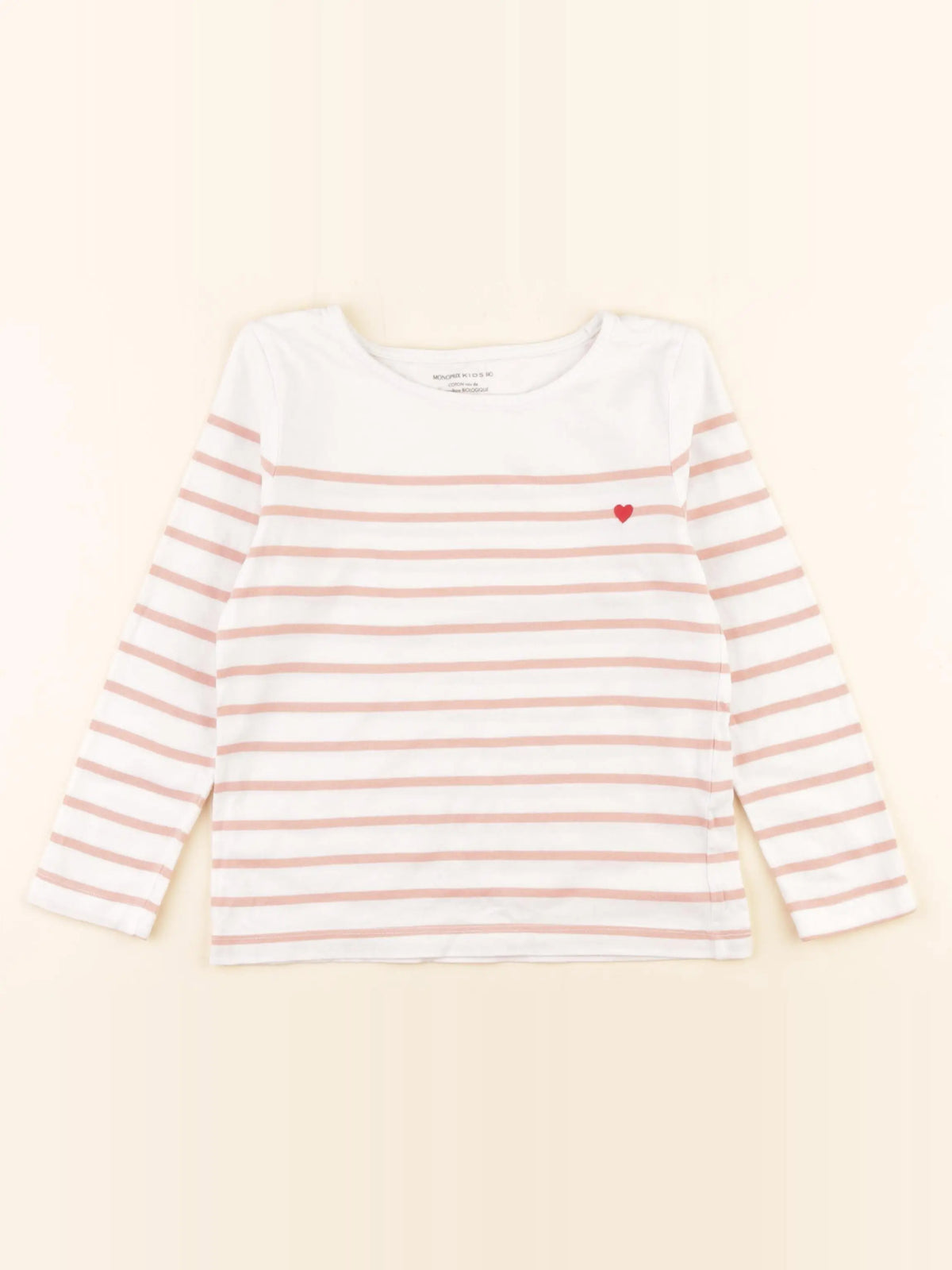 Monoprix - tee-shirt blanc, rose - 5 ans