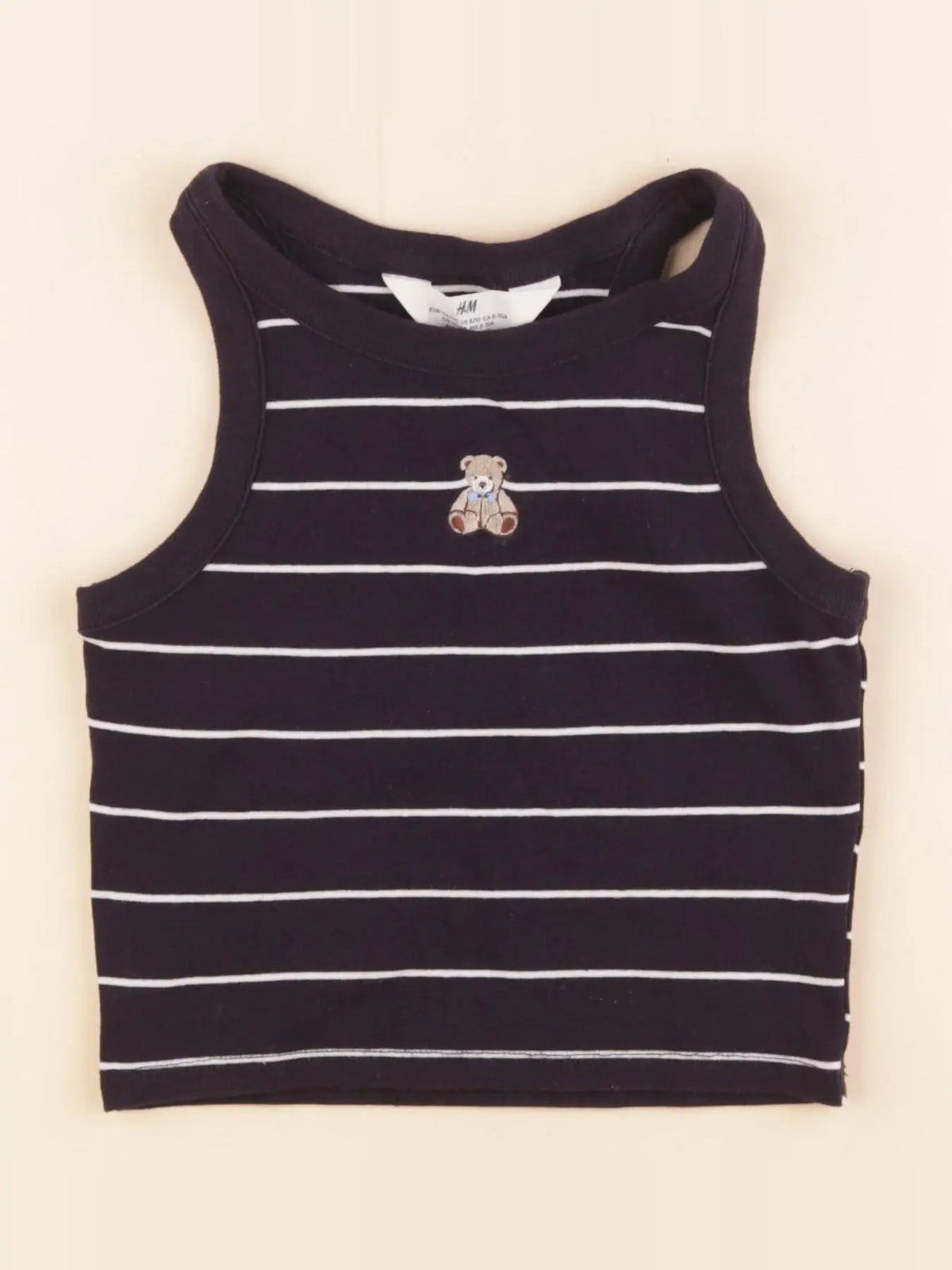H&M - débardeur court bleu, blanc - 8/10 ans