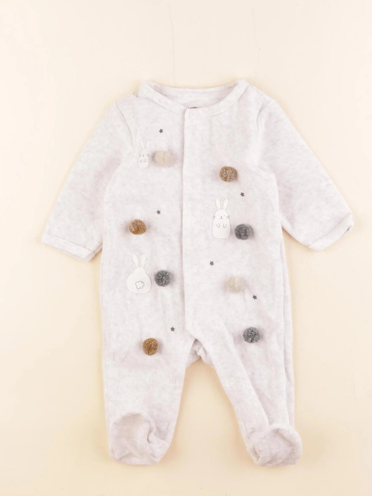 Vertbaudet - pyjama velours beige - 3 mois