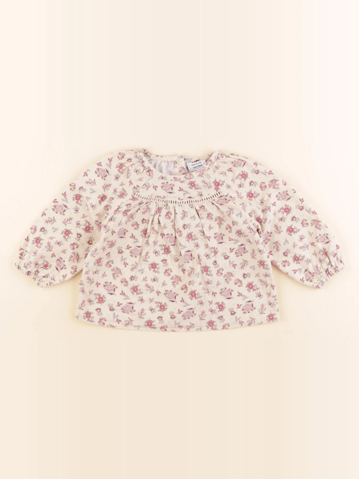 Tape à l'oeil - blouse velours beige, rose - 12 mois