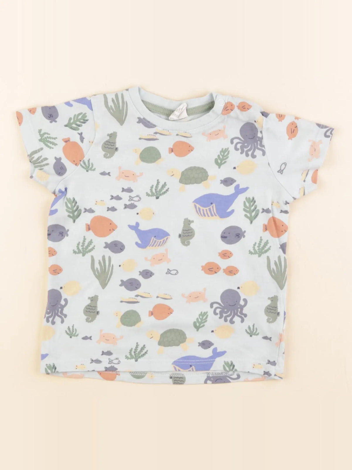 H&M - tee-shirt bleu - 6/9 mois