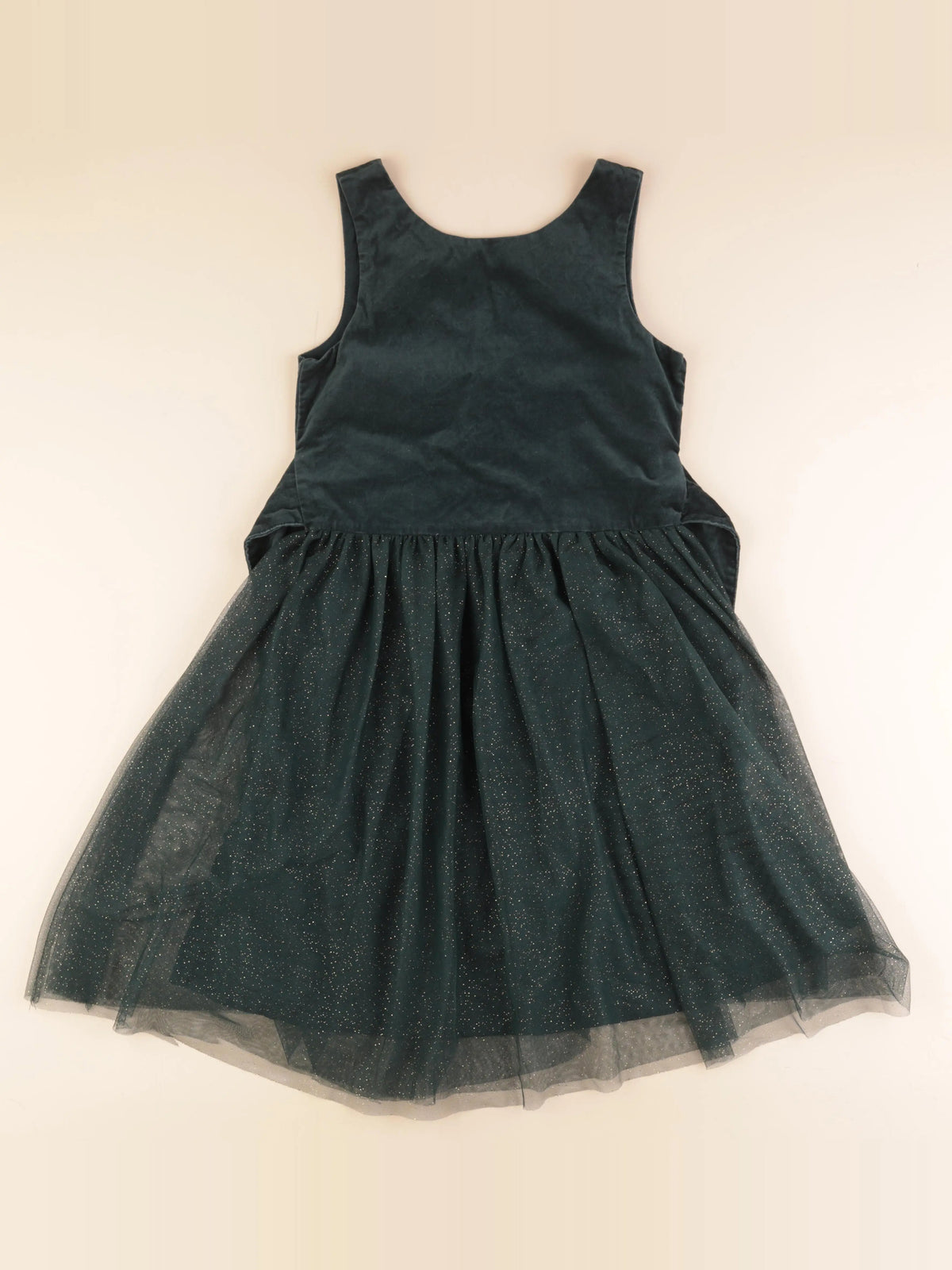 Vertbaudet - robe velours vert, or - 14 ans