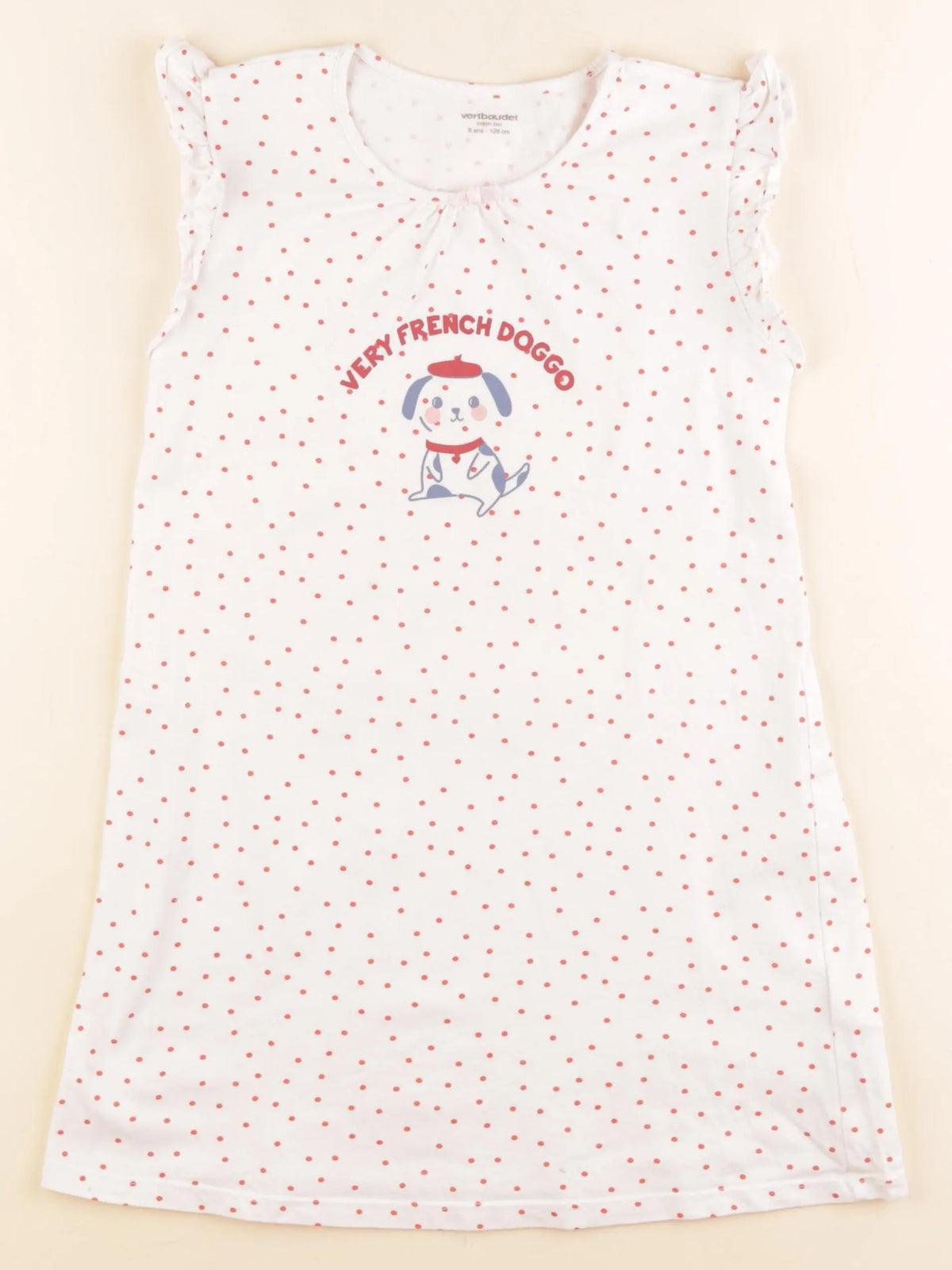 Vertbaudet - chemise de nuit coton blanc - 8 ans