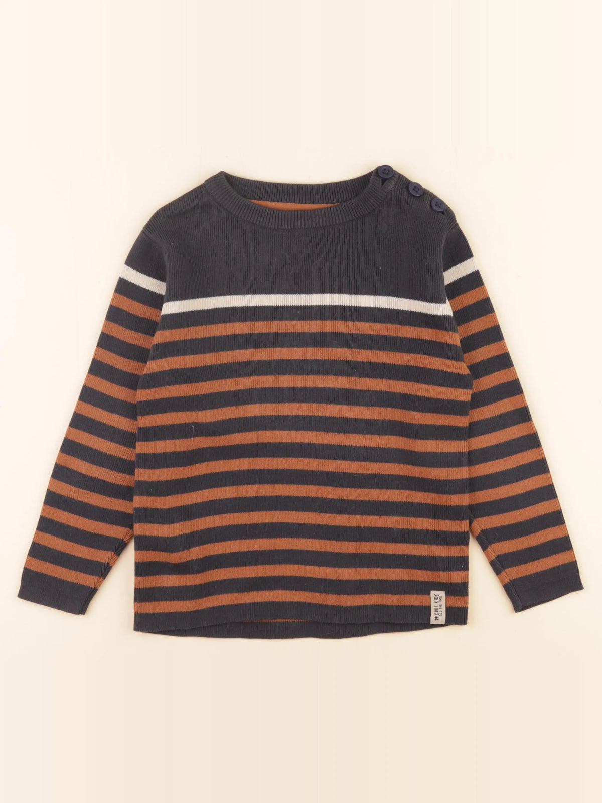 Vertbaudet - pull bleu, marron - 5 ans