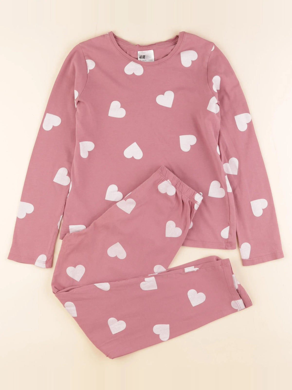 H&M - pyjama coton rose - 8/10 ans