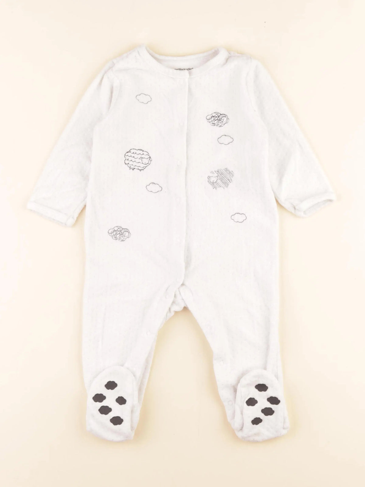 Vertbaudet - pyjama velours blanc - 12 mois