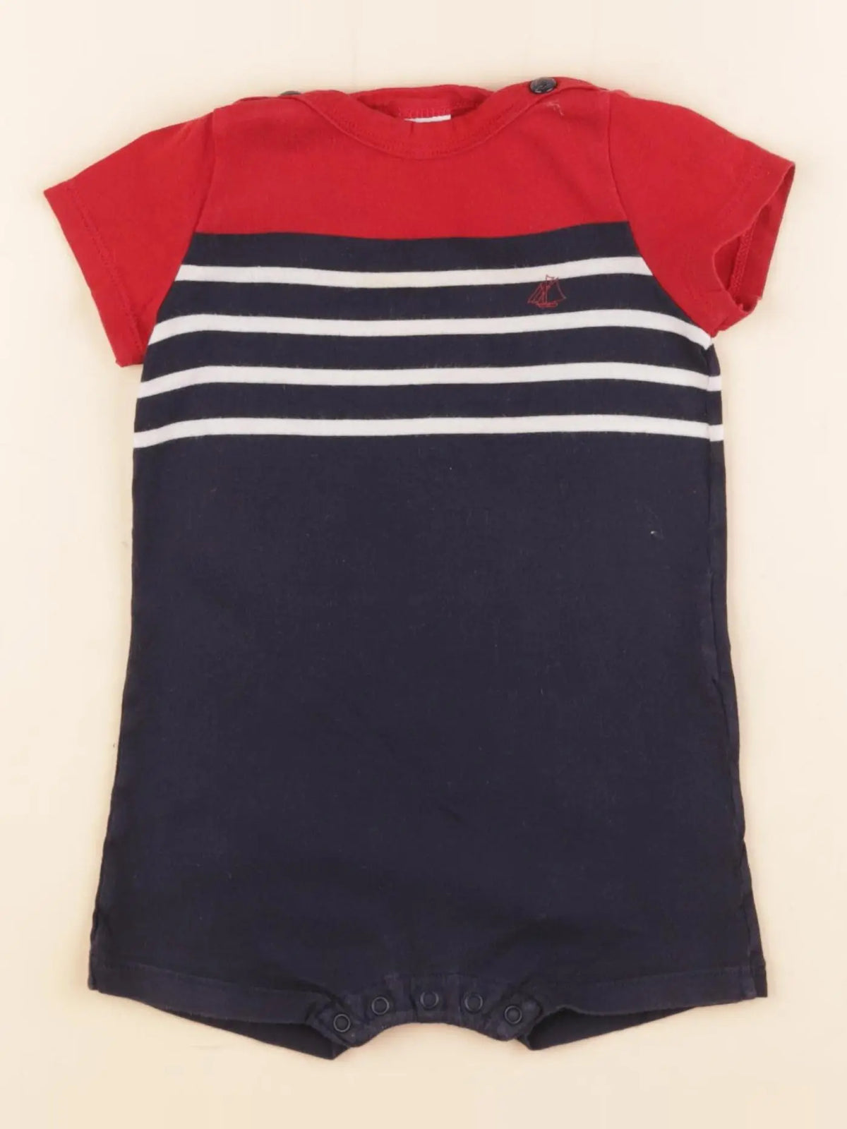 Petit Bateau - pyjama coton rouge - 6 mois