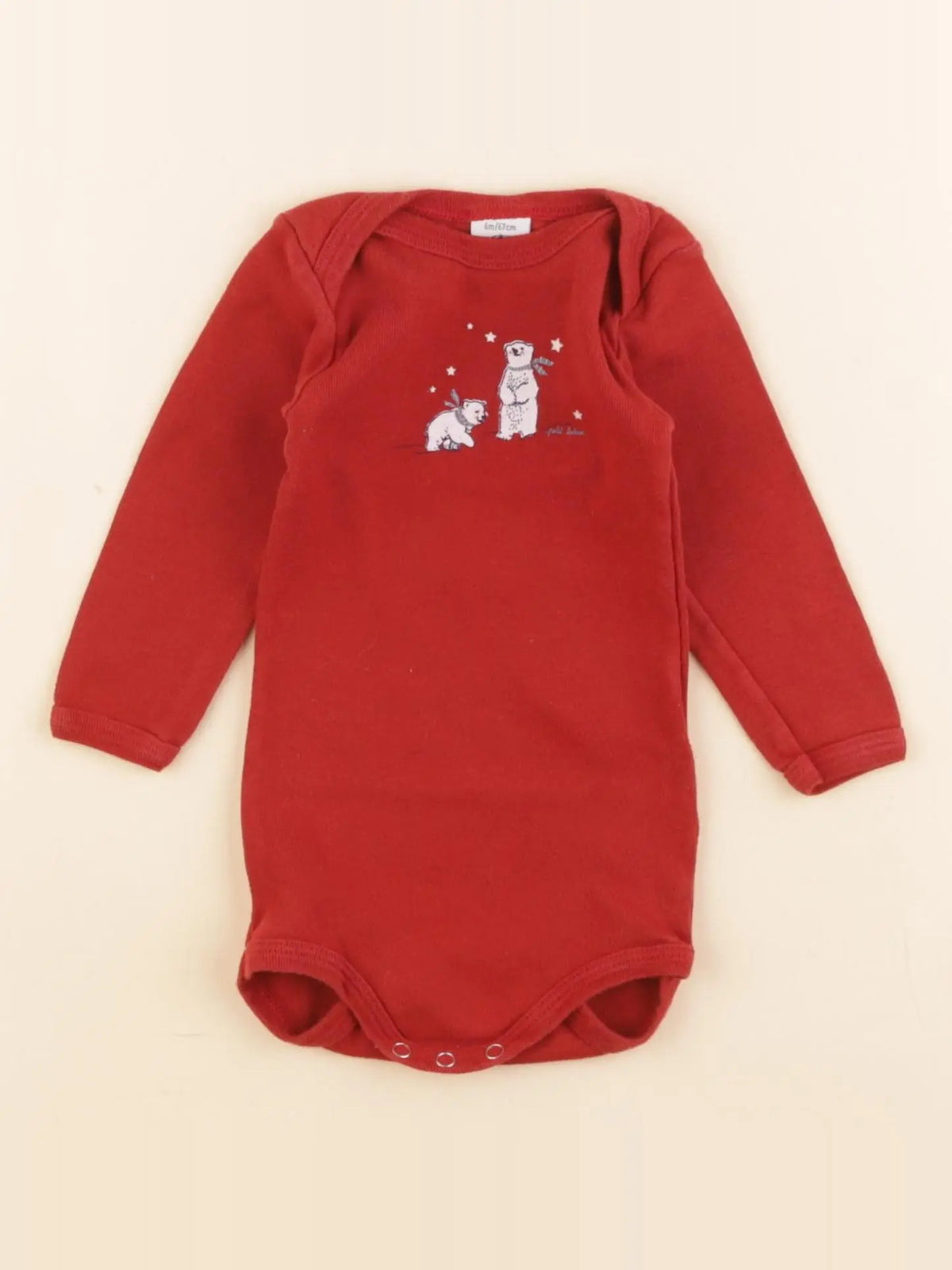 Petit Bateau - body rouge - 6 mois
