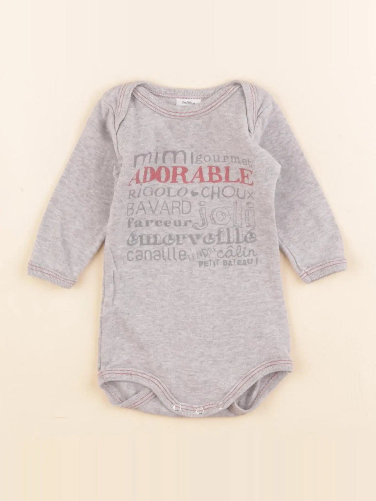 Petit Bateau - body gris - 3 mois