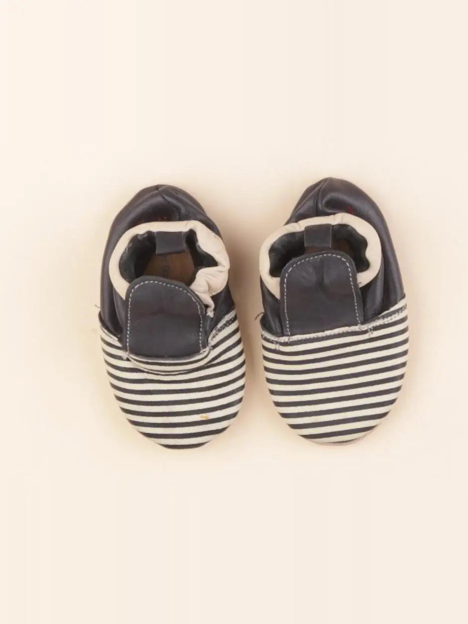 Vertbaudet - chaussons bleu, beige - pointure 20/21