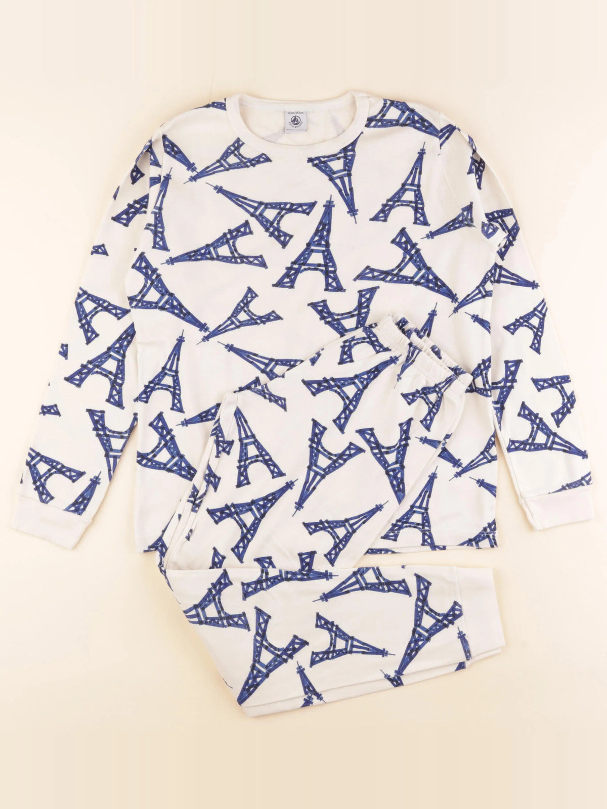 Petit Bateau - pyjama coton beige, bleu - 12 ans