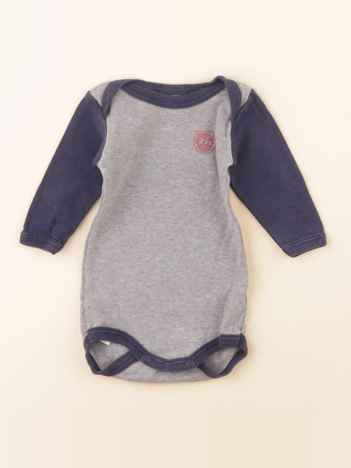 Petit Bateau - body gris, bleu - 1 mois