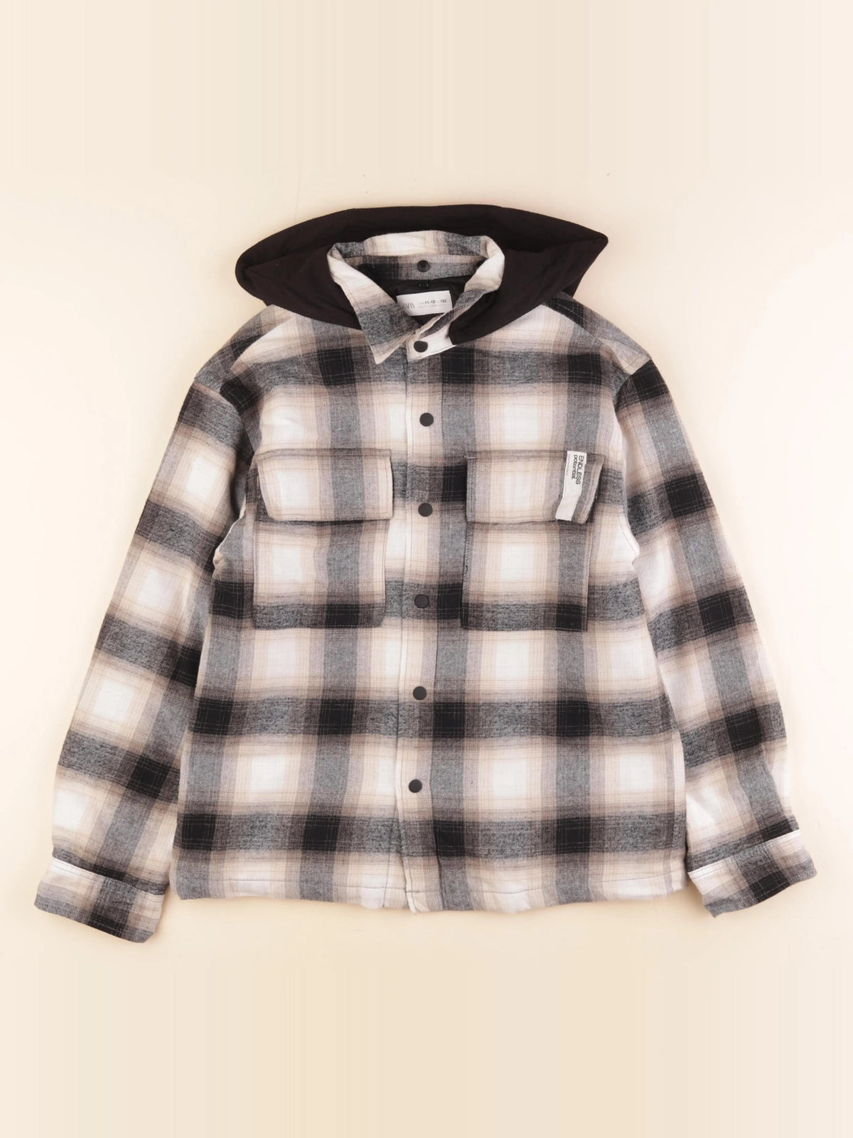Zara - chemise beige, noir - 11/12 ans