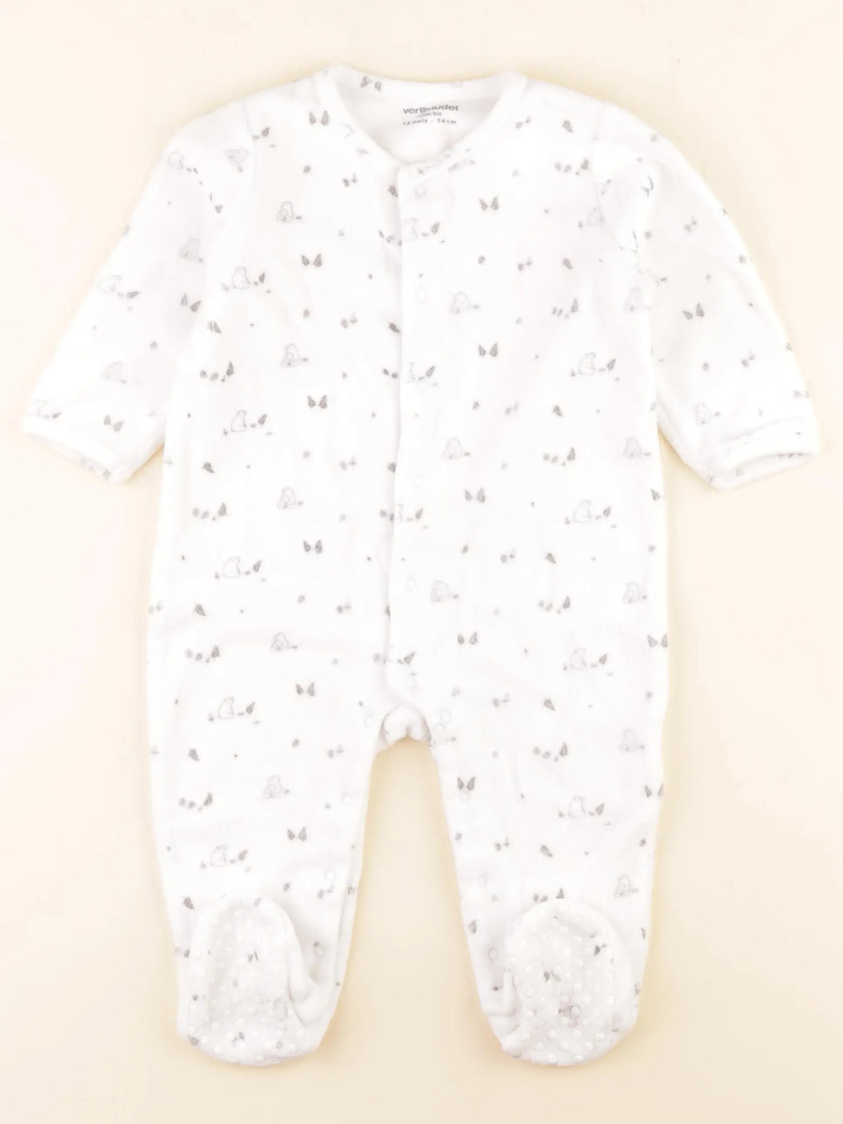 Vertbaudet - pyjama velours blanc - 12 mois