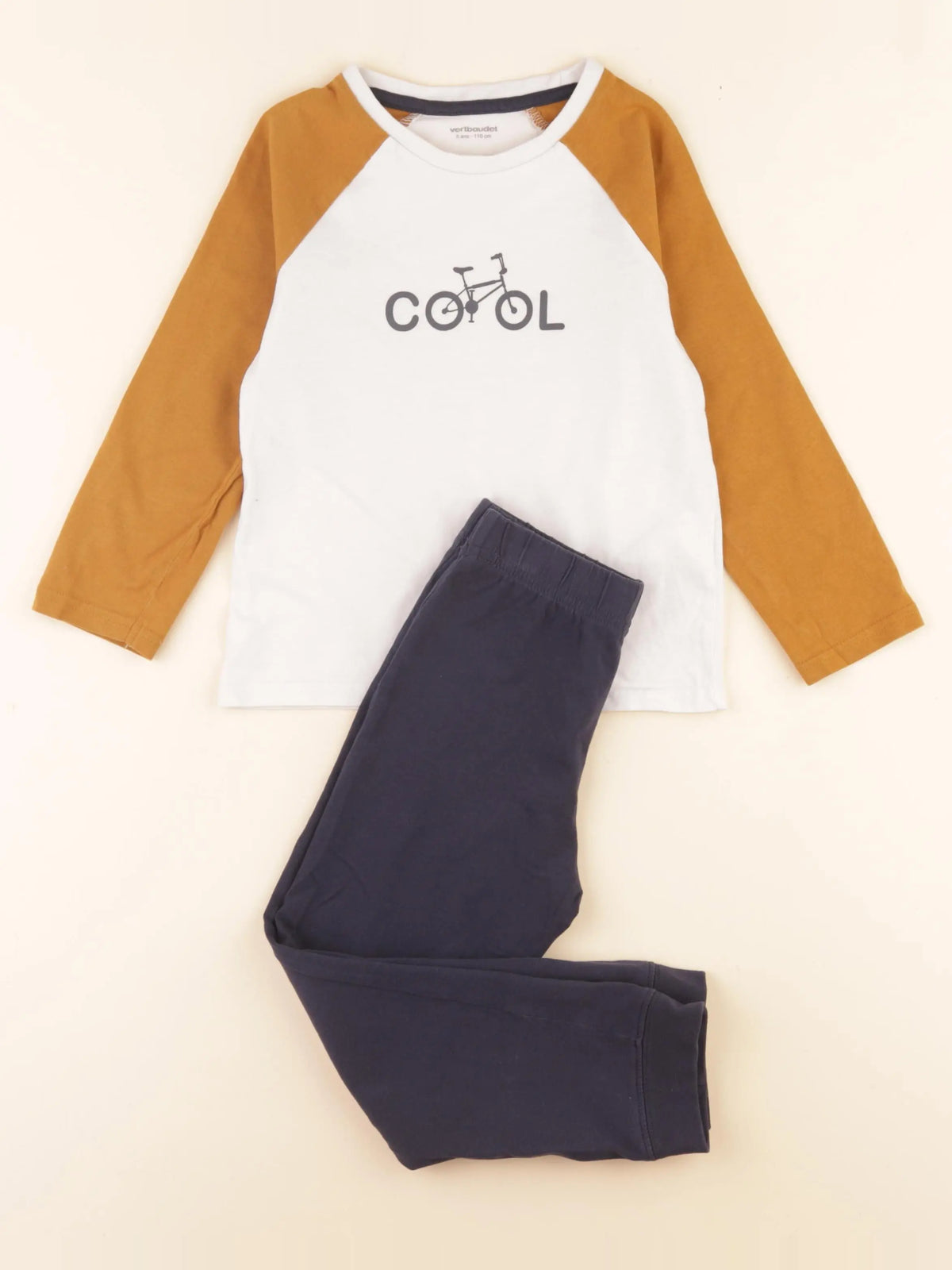 Vertbaudet - pyjama coton bleu, marron - 5 ans