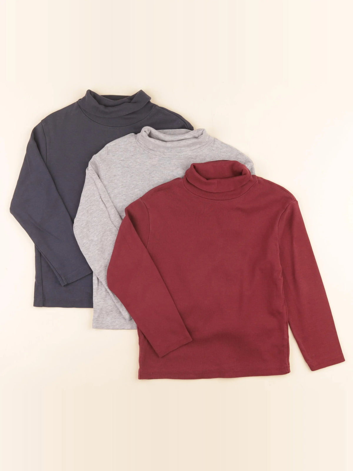 Vertbaudet - lot de 3 sous-pulls bleu, gris, rouge - 5 ans