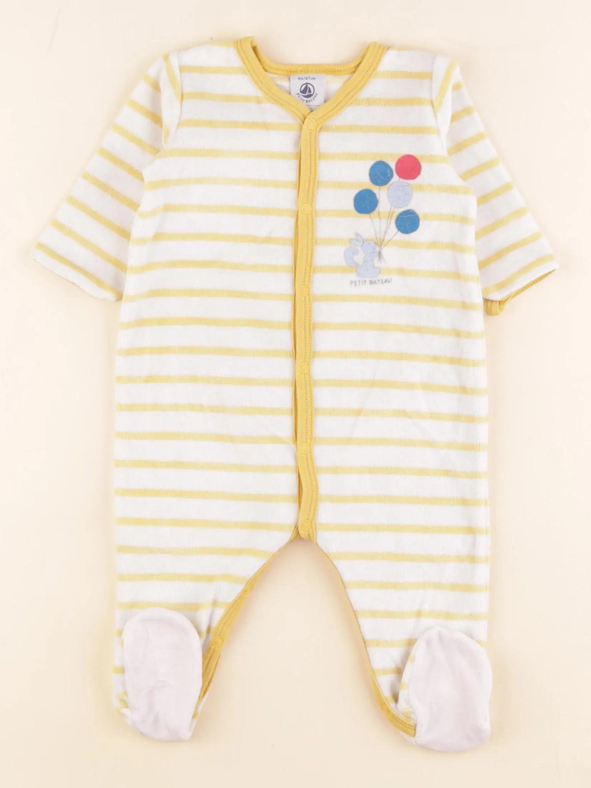 Petit Bateau - pyjama velours jaune - 6 mois